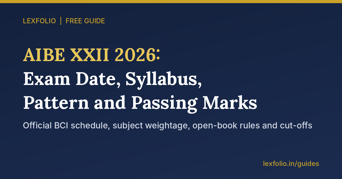 AIBE XXII 2026 exam date, syllabus, pattern and passing marks guide cover
