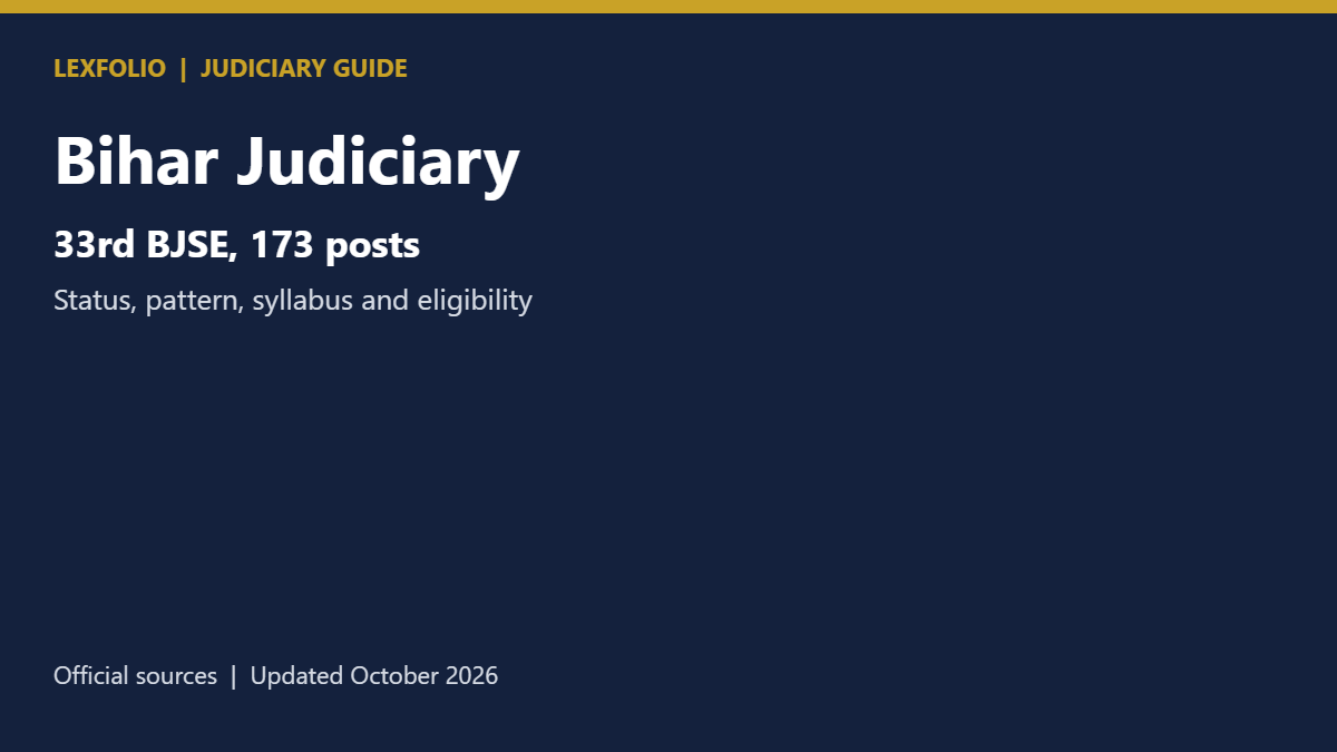 Bihar Judiciary 2026 (33rd BJSE): 173 Posts, Exam Status, Pattern, Syllabus and Eligibility