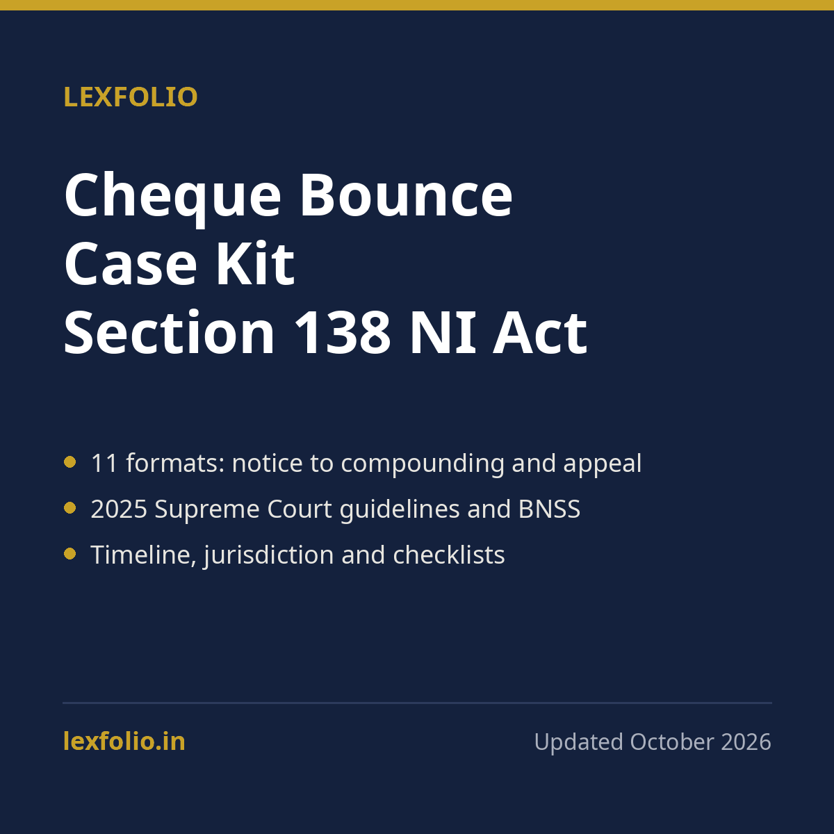 Cheque Bounce Case Kit (Section 138 NI Act)