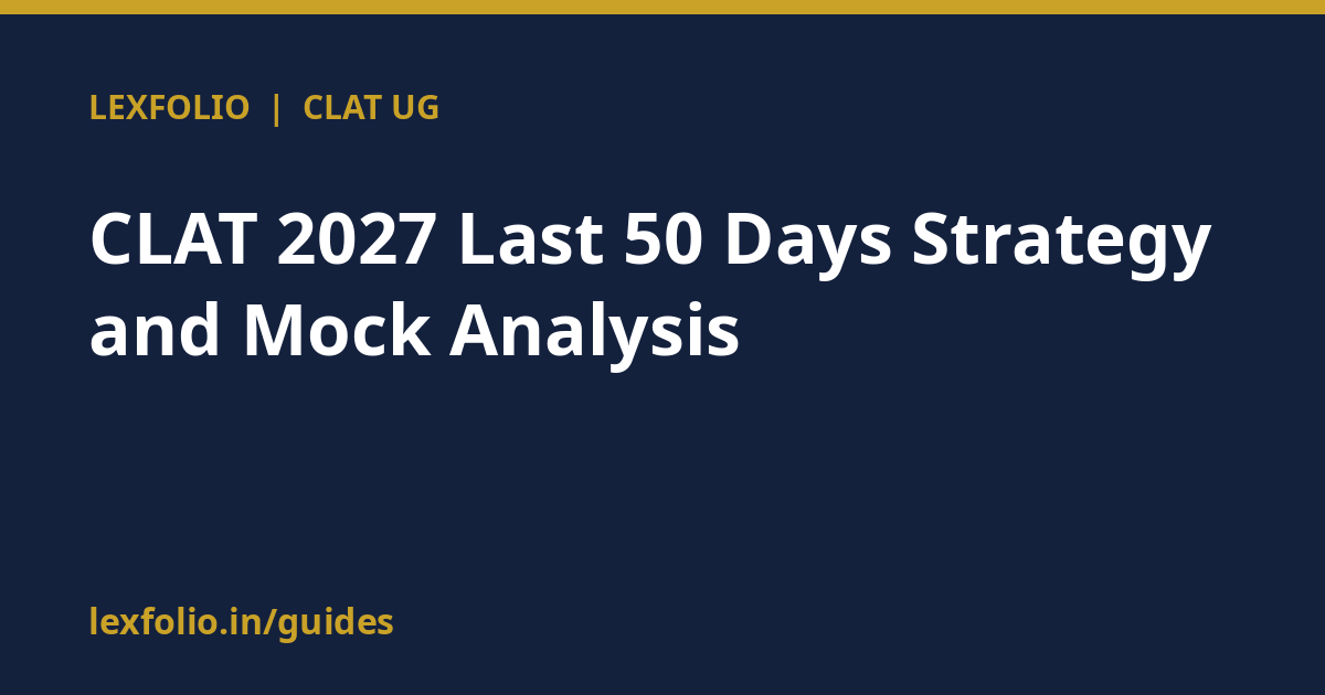 CLAT 2027 Last 50 Days Strategy and Mock Analysis