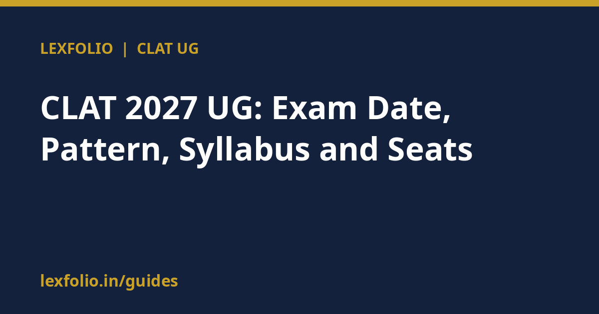 CLAT 2027 UG: Exam Date, Pattern, Syllabus and Seats