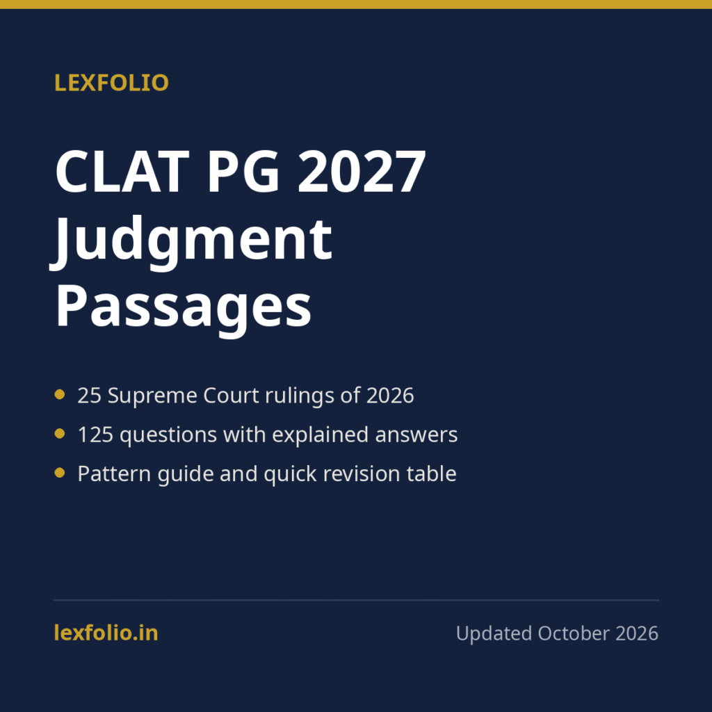 CLAT PG 2027 Judgment Passage Practice Pack: 25 Passages, 125 Questions