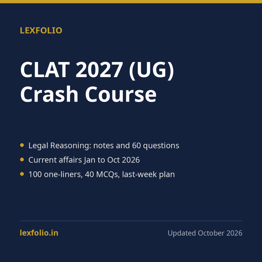 CLAT 2027 (UG) Legal Reasoning and Current Affairs Crash Course