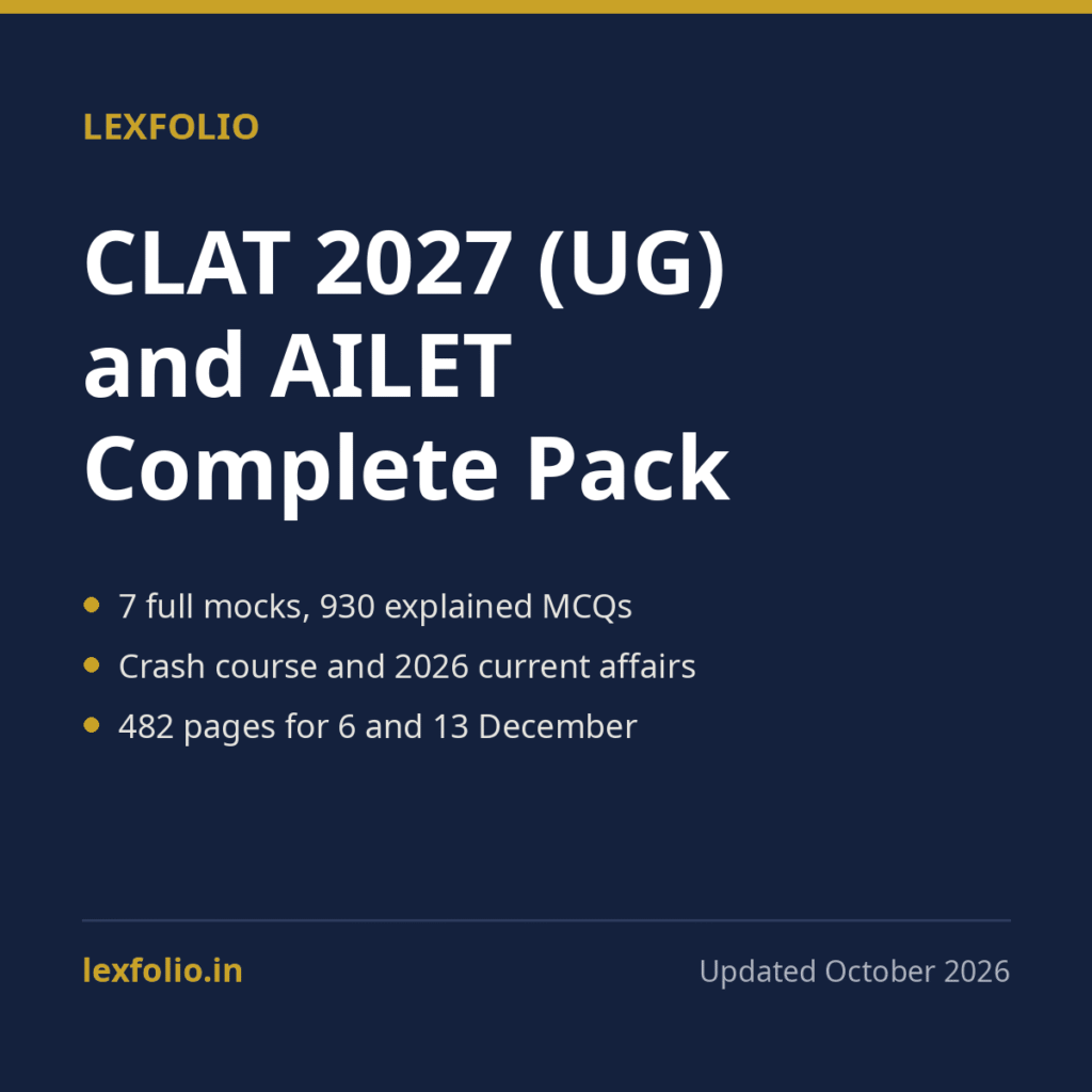 CLAT 2027 (UG) and AILET Complete Pack: 7 Mock Tests, Crash Course and Current Affairs