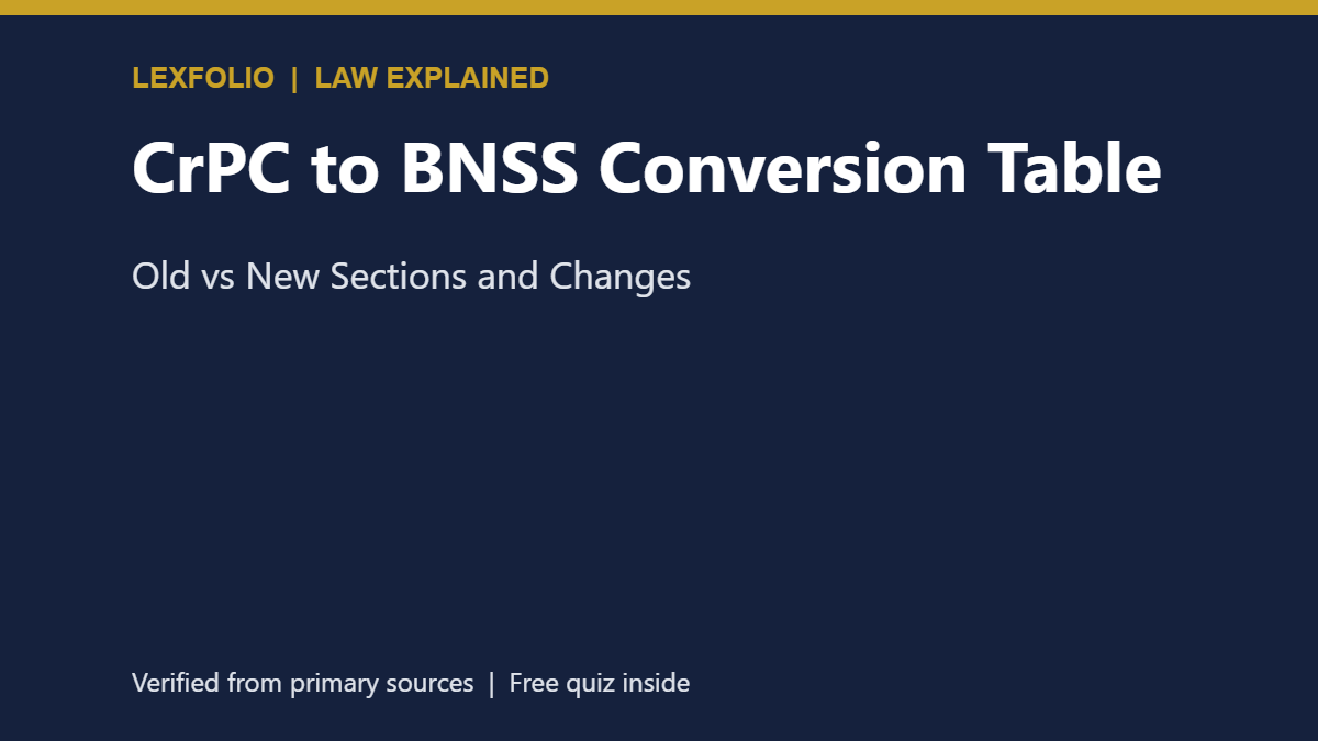 CrPC to BNSS Conversion Table: Old vs New Sections and Changes