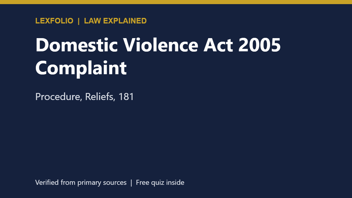 Domestic Violence Act 2005 Complaint: Procedure, Reliefs, 181