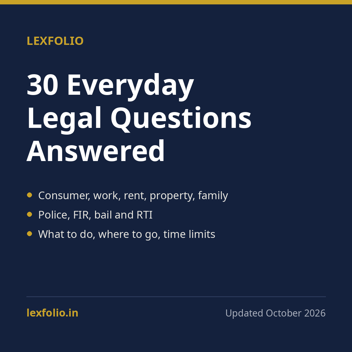 30 Everyday Legal Questions Answered: Consumer, Work, Rent, Property, Family, Police and RTI