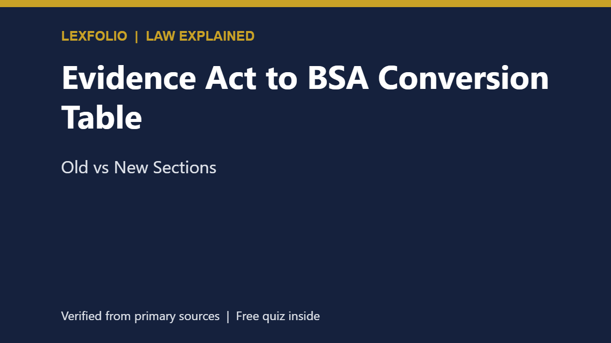 Evidence Act to BSA Conversion Table: Old vs New Sections