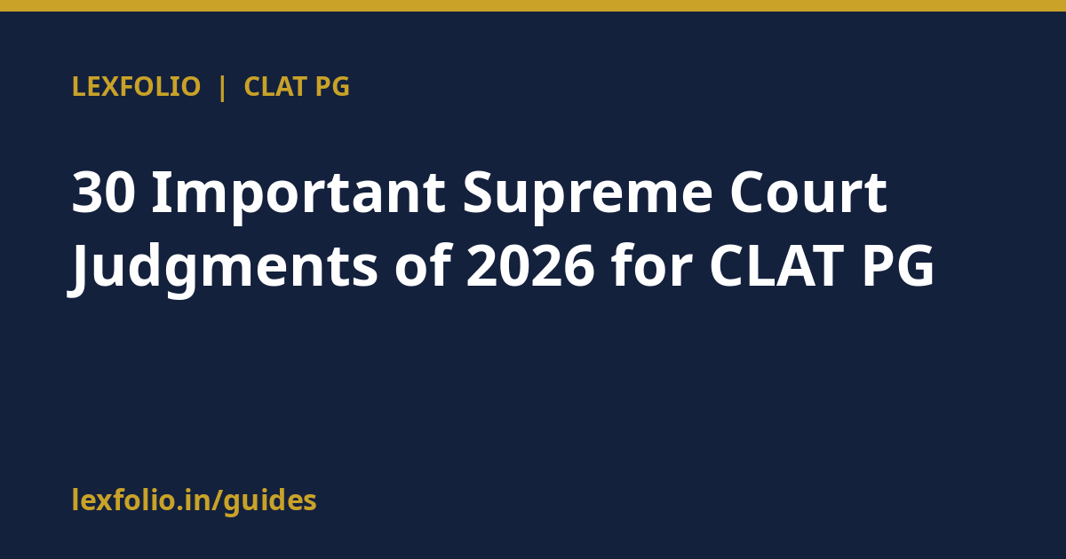 30 Important Supreme Court Judgments of 2026 for CLAT PG