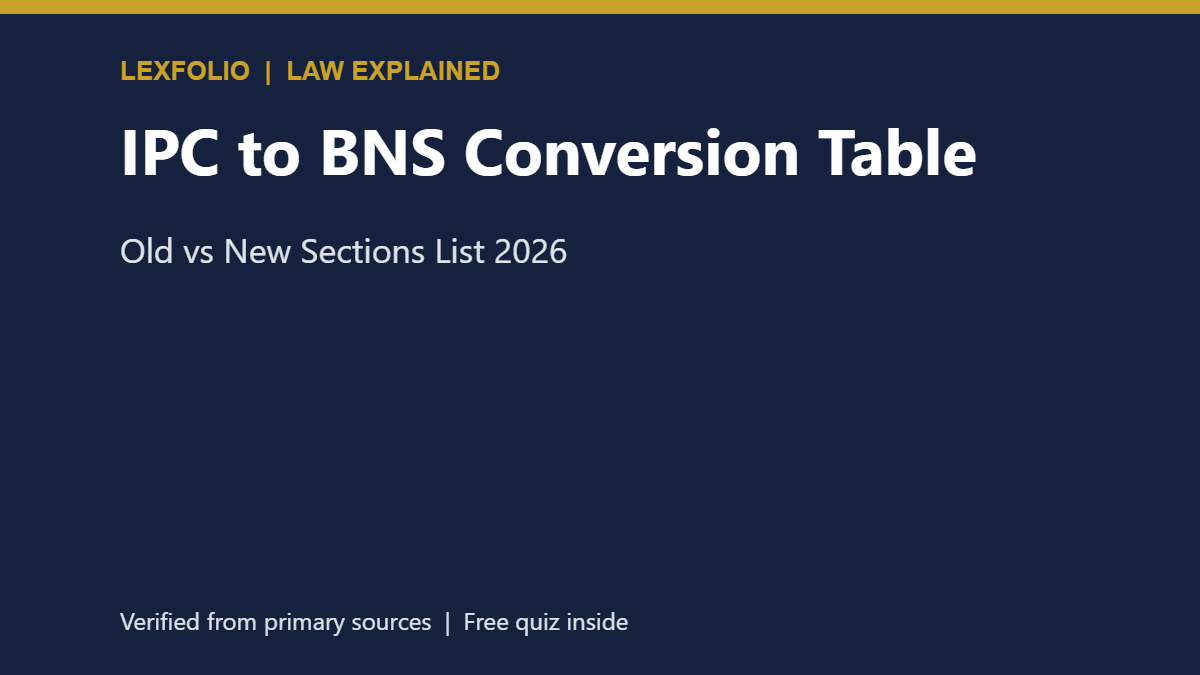 IPC to BNS Conversion Table: Old vs New Sections List 2026