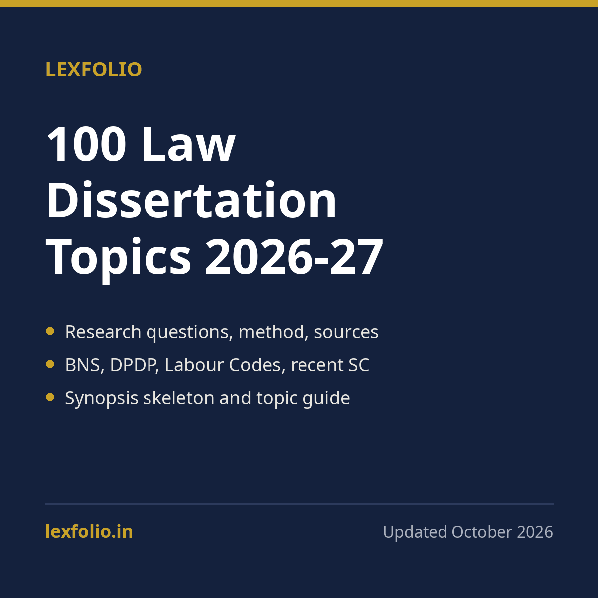 100 Law Dissertation Topics with Research Questions (2026 to 27)