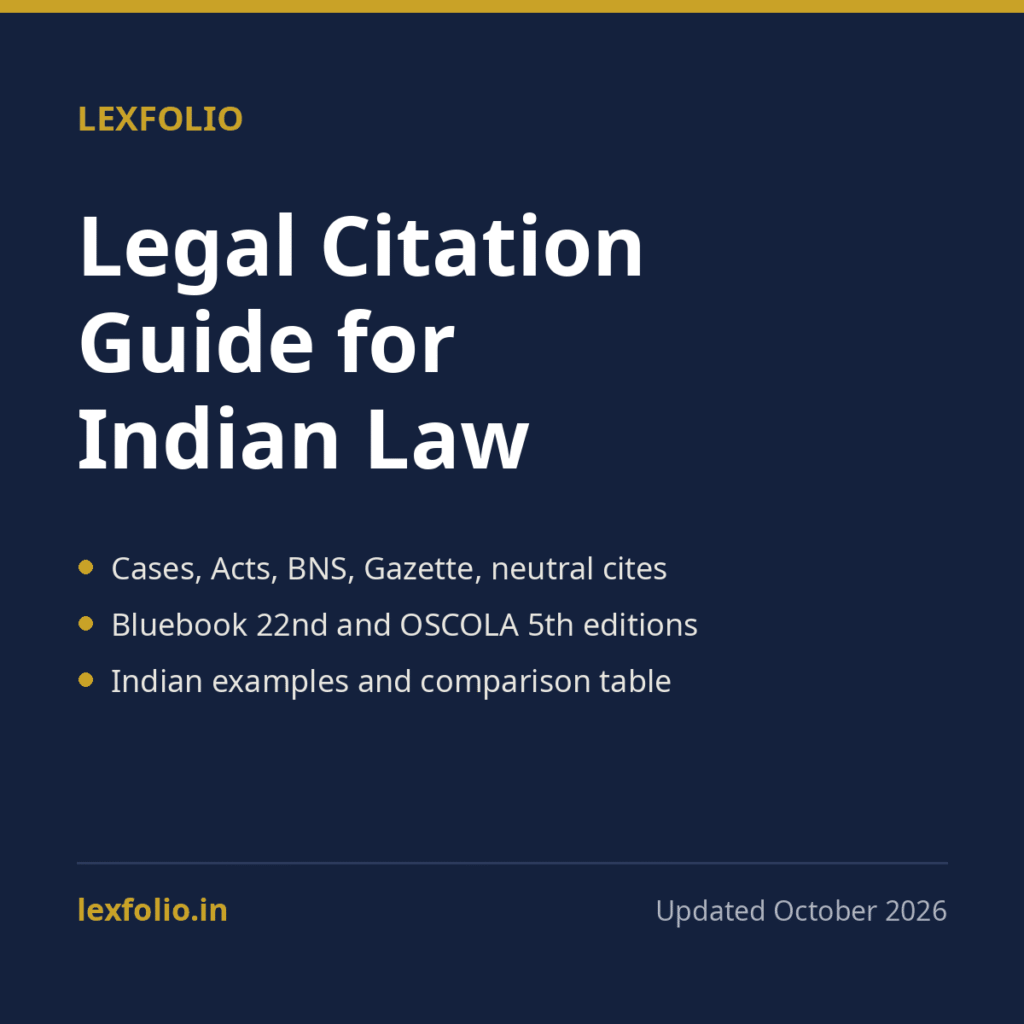Legal Citation Guide for Indian Law Students and Researchers