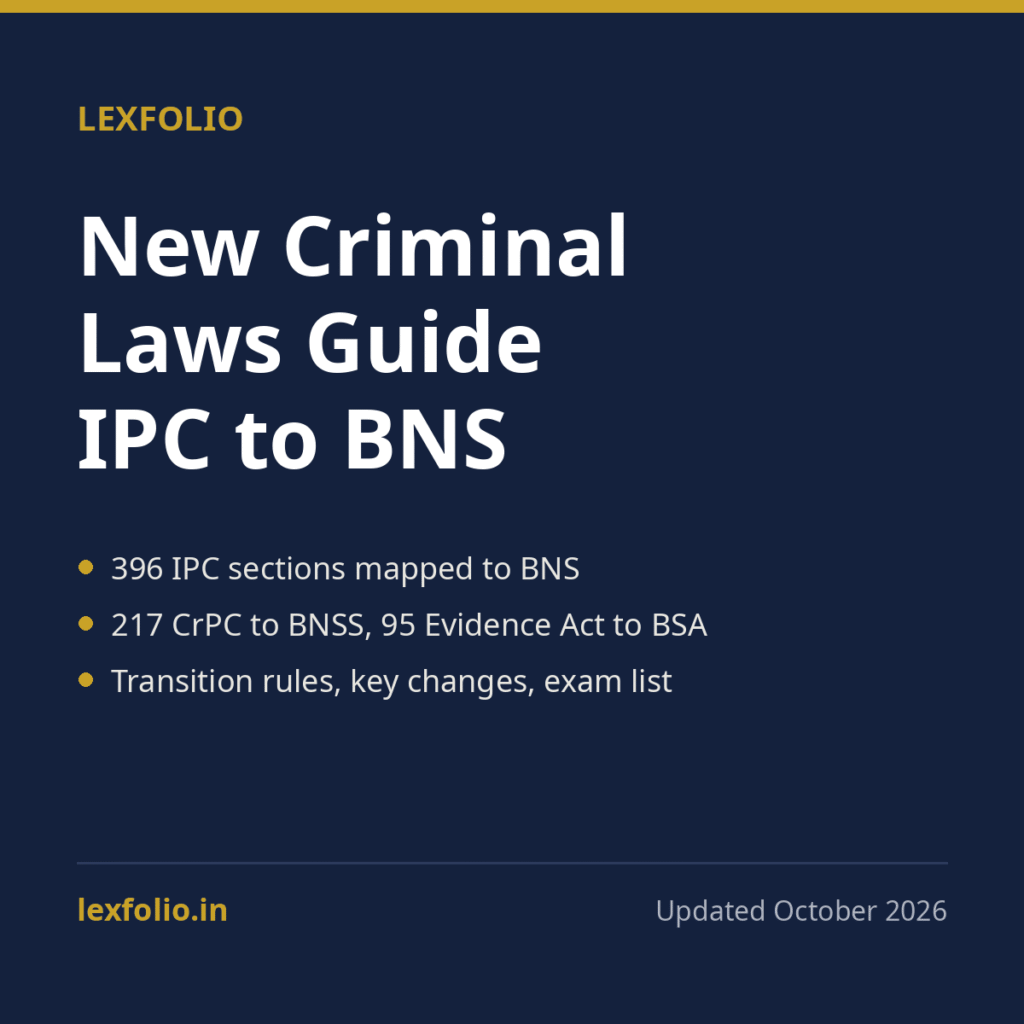 New Criminal Laws Guide: IPC to BNS, CrPC to BNSS, Evidence Act to BSA