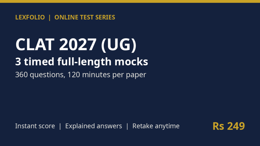 CLAT 2027 (UG) Online Test Series: 3 Timed Mock Tests