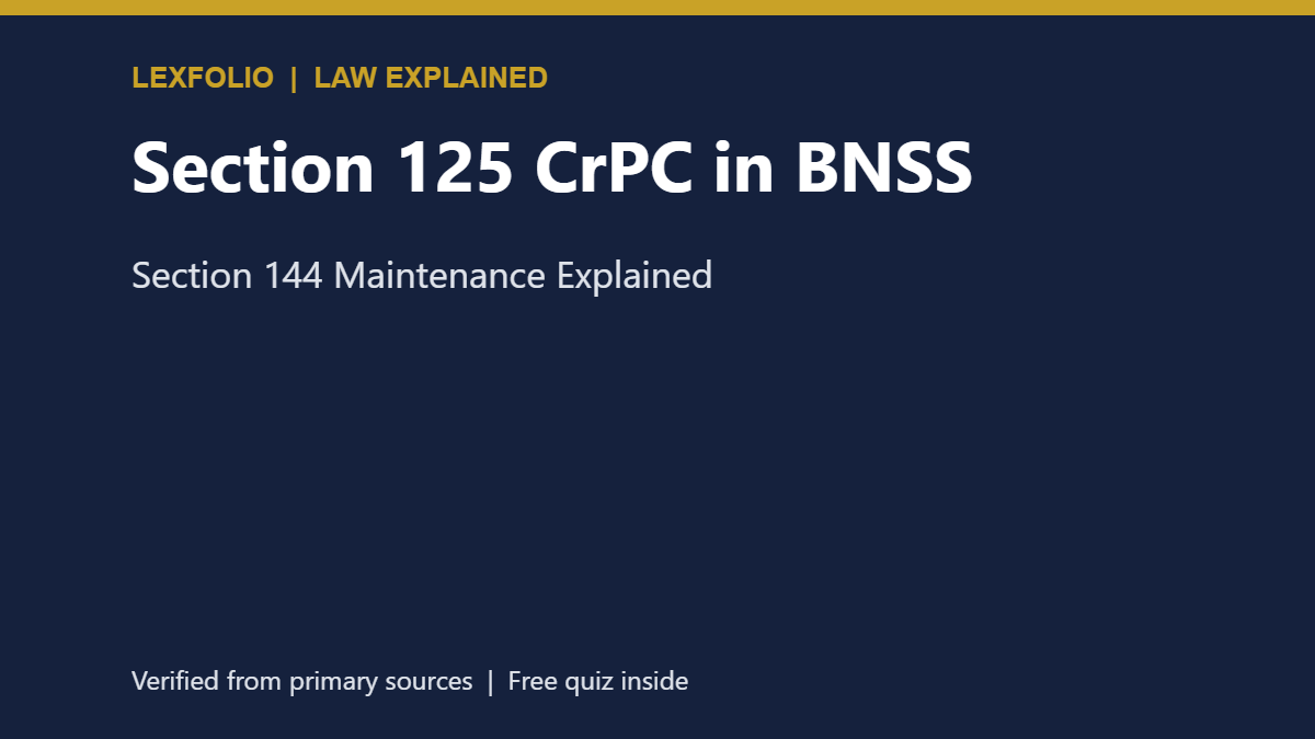Section 125 CrPC in BNSS: Section 144 Maintenance Explained
