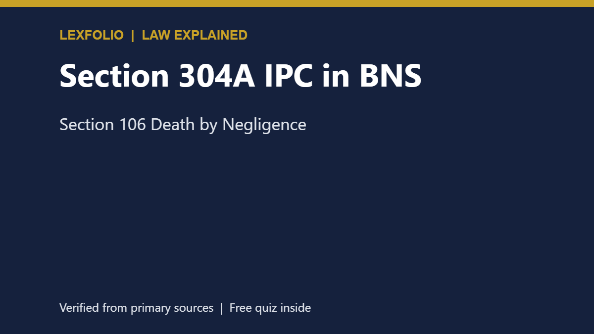 Section 304A IPC in BNS: Section 106 Death by Negligence