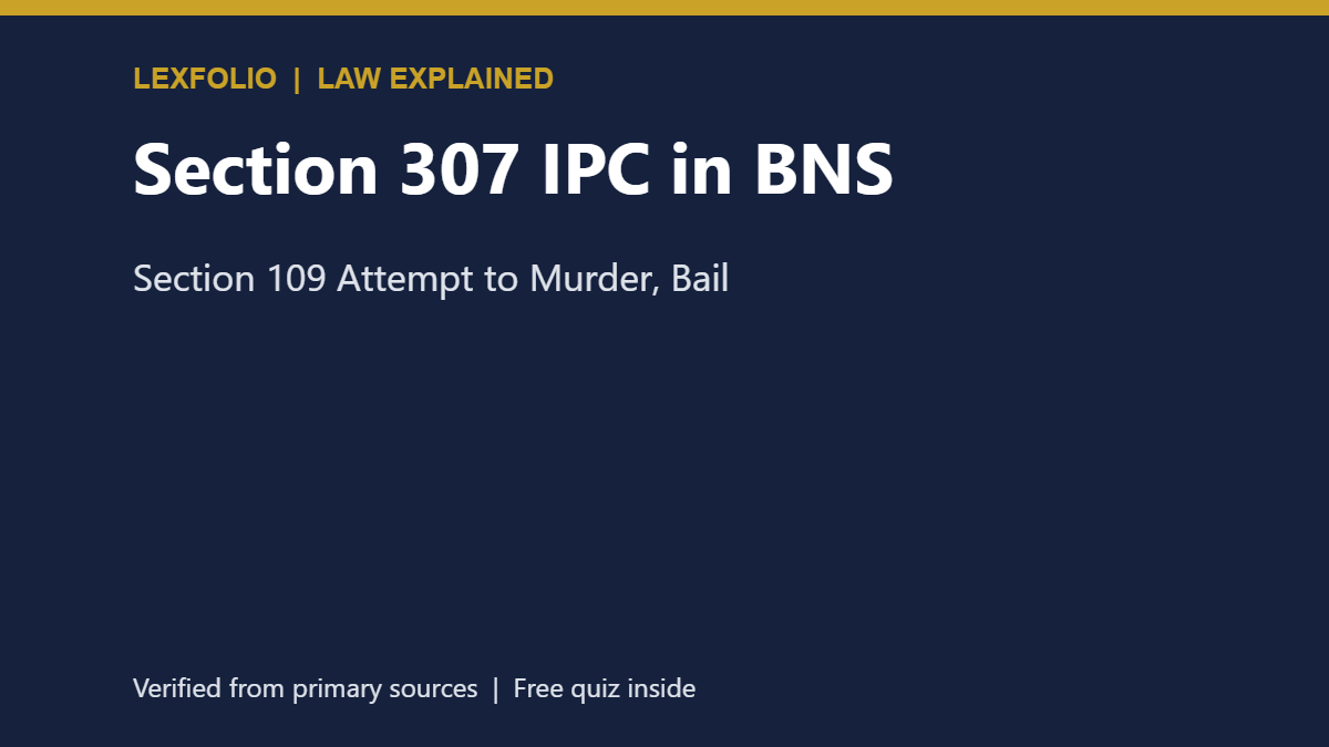 Section 307 IPC in BNS: Section 109 Attempt to Murder, Bail