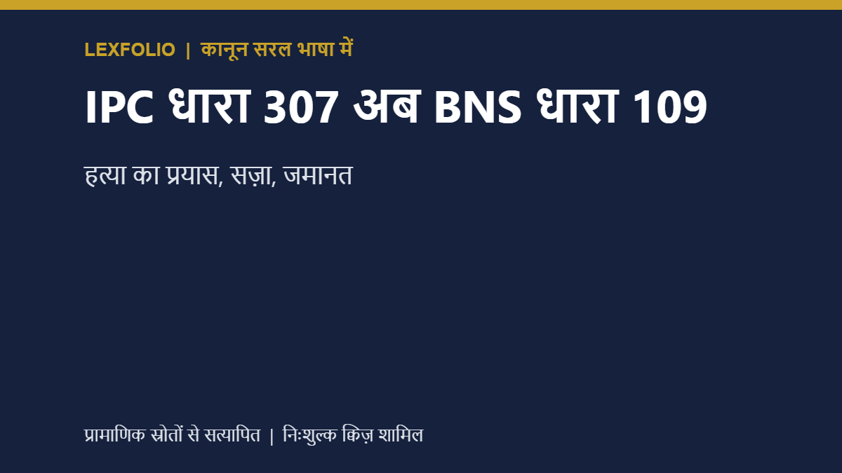IPC धारा 307 अब BNS धारा 109: हत्या का प्रयास, सज़ा, जमानत