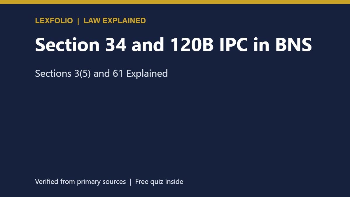 Section 34 and 120B IPC in BNS: Sections 3(5) and 61 Explained