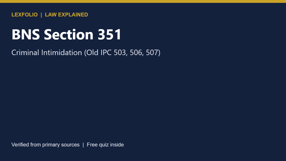 BNS Section 351: Criminal Intimidation (Old IPC 503, 506, 507)
