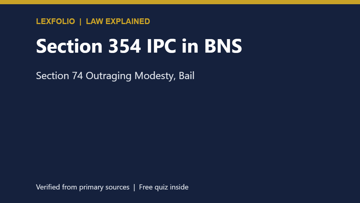 Section 354 IPC in BNS: Section 74 Outraging Modesty, Bail