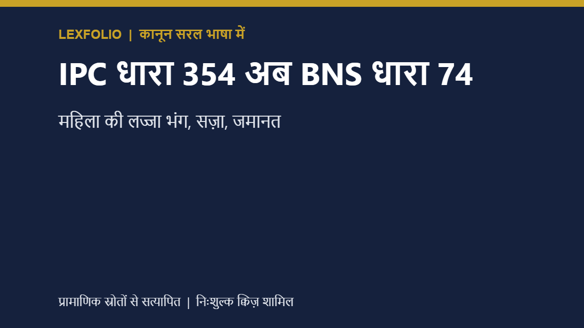 IPC धारा 354 अब BNS धारा 74: महिला की लज्जा भंग, सज़ा, जमानत