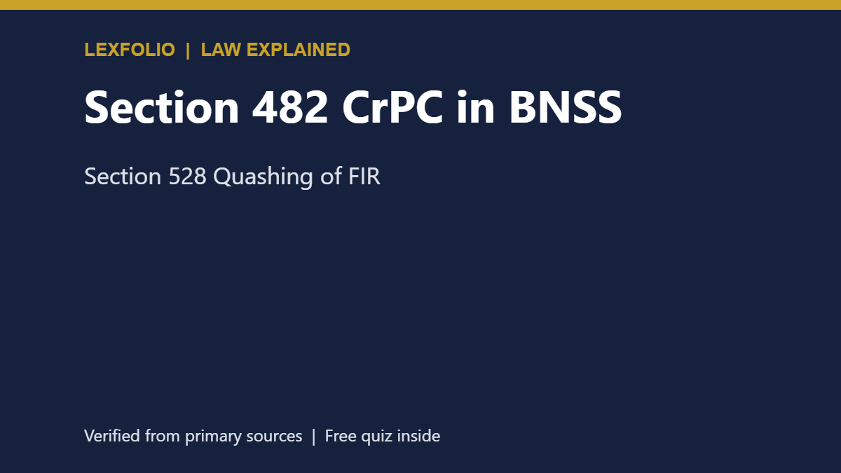 Section 482 CrPC in BNSS: Section 528 Quashing of FIR