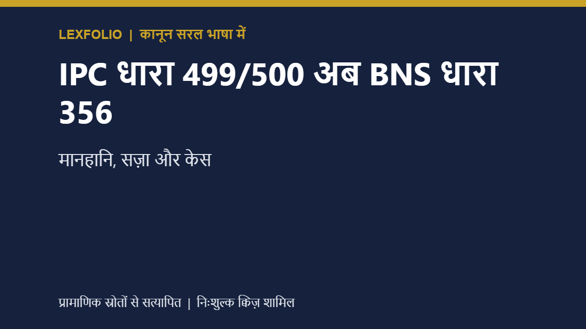 IPC धारा 499/500 अब BNS धारा 356: मानहानि, सज़ा और केस