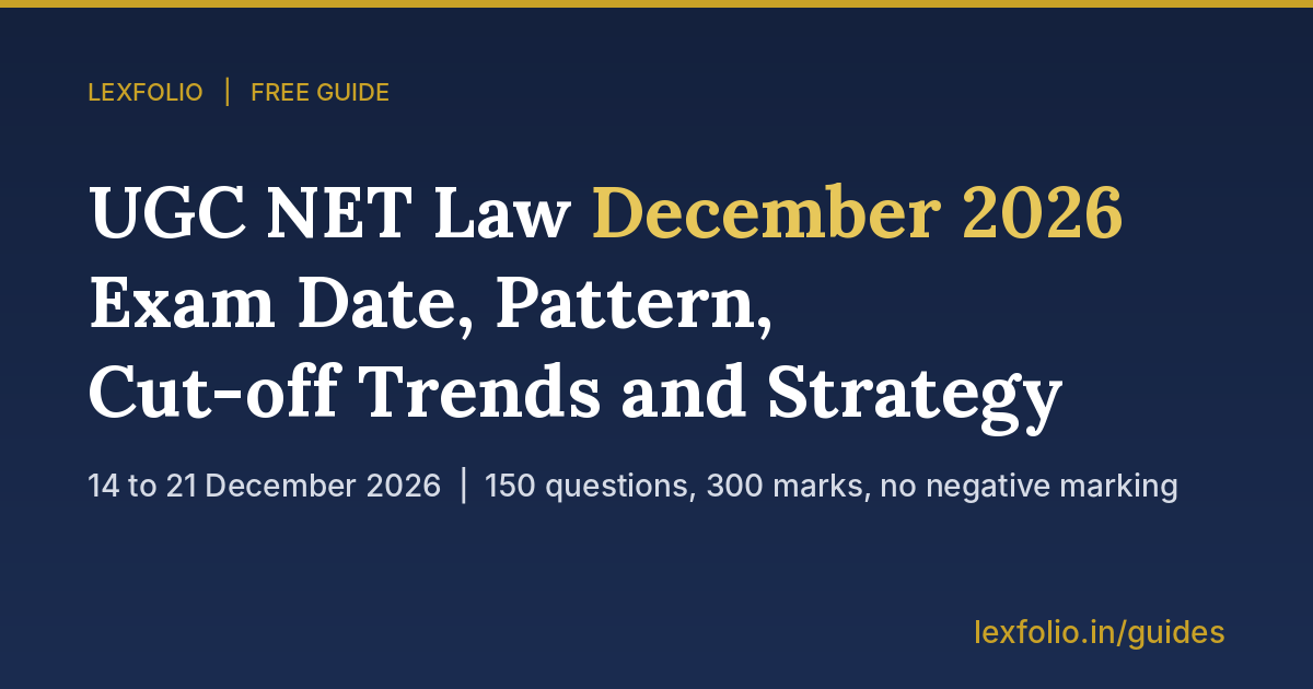UGC NET Law December 2026 guide cover: exam date, pattern, cut-off trends and strategy