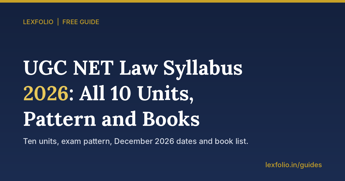 UGC NET Law syllabus 2026 guide cover: ten units, exam pattern and books