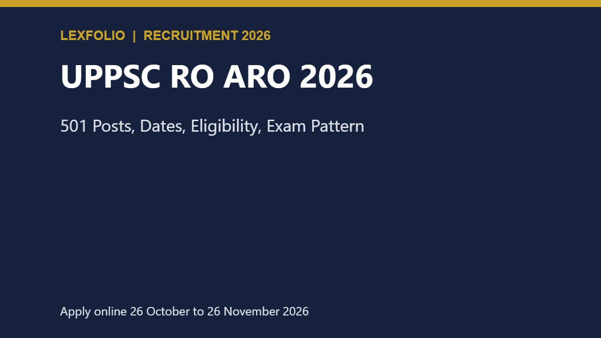 UPPSC RO ARO 2026: 501 Posts, Dates, Eligibility, Exam Pattern
