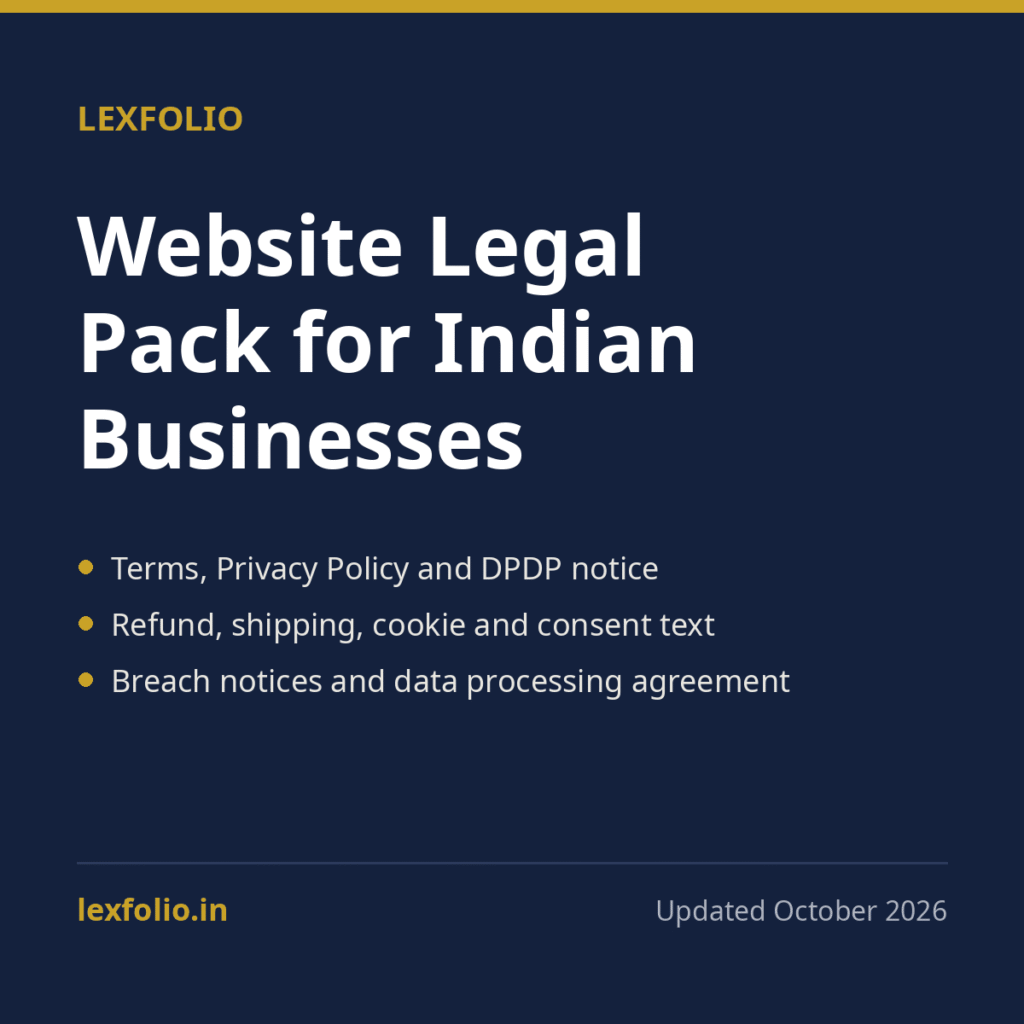 Website Legal Pack for Indian Businesses: Terms, Privacy Policy (DPDP) and More